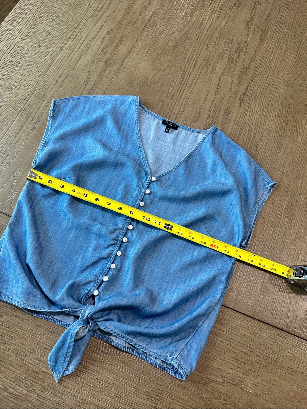 Talbots Button Down Tie Front Cap Sleeve Top Size Petite P - Picture 9 of 10